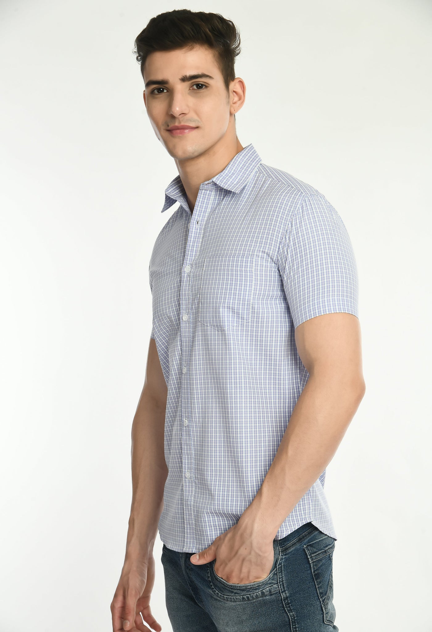 Men's PV Half Sleeves Checks Shirt