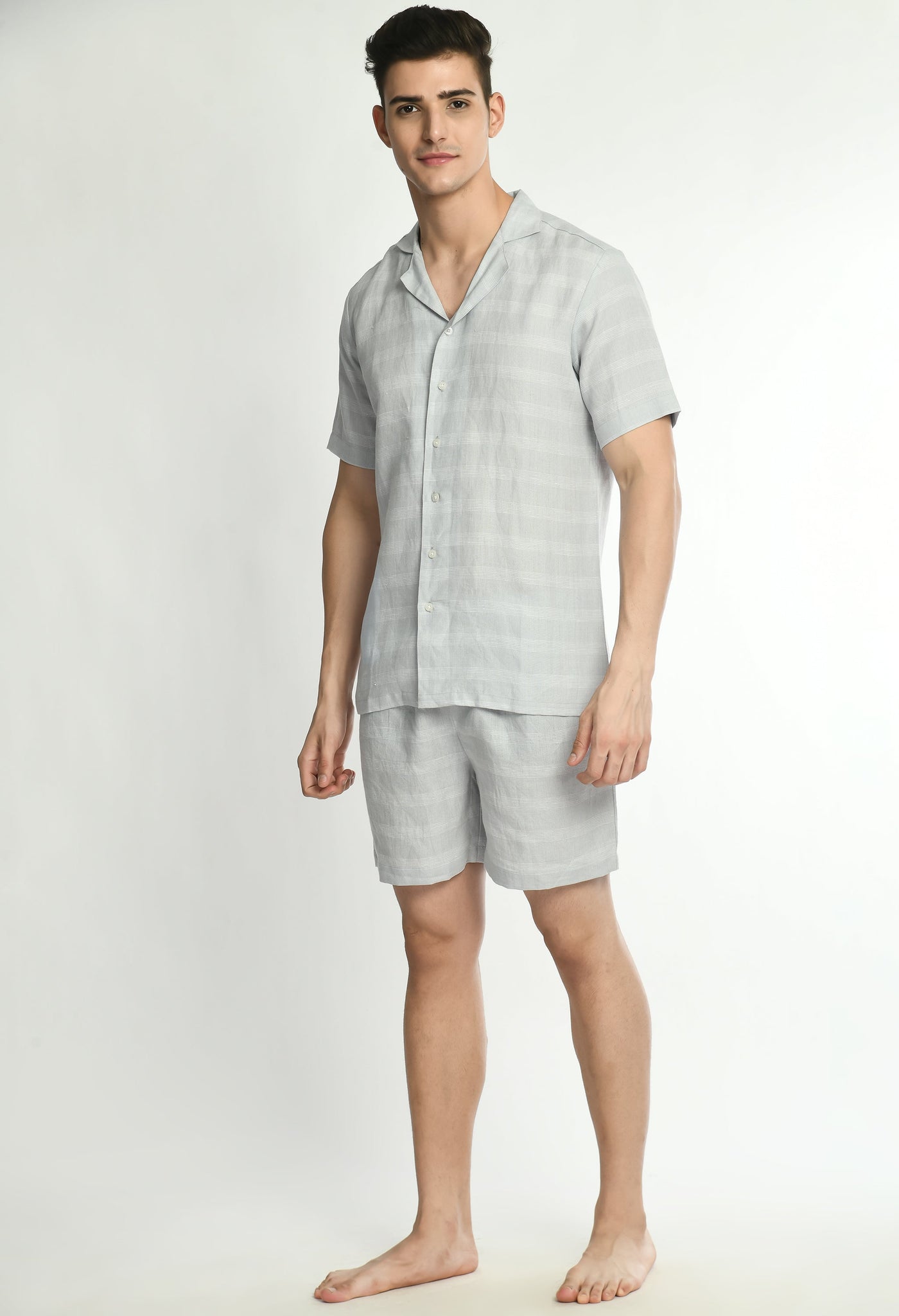 Men's Horizontal Striped Shirt-Shorts Co-ords