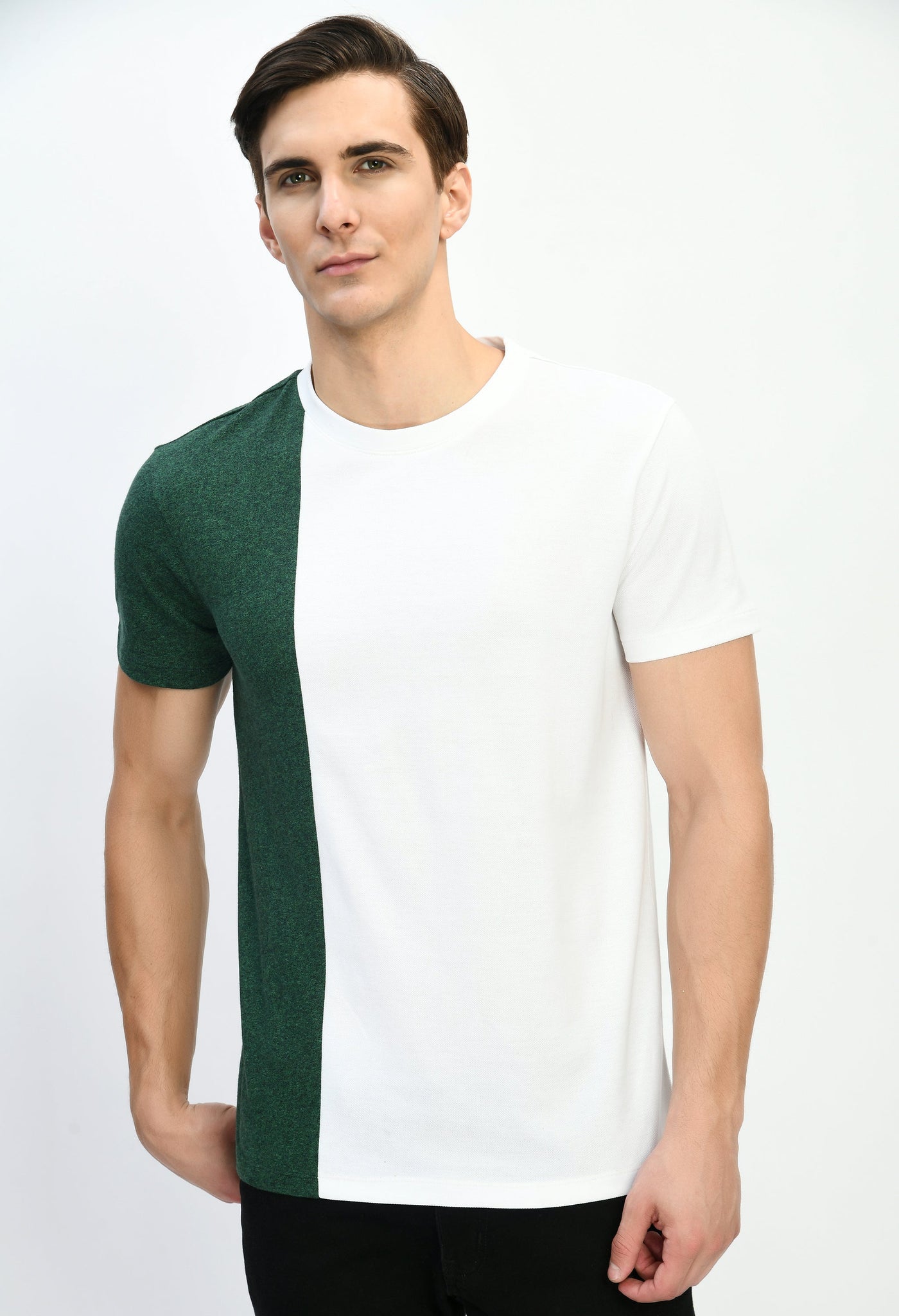Color Blocked T-shirt (Green & White)