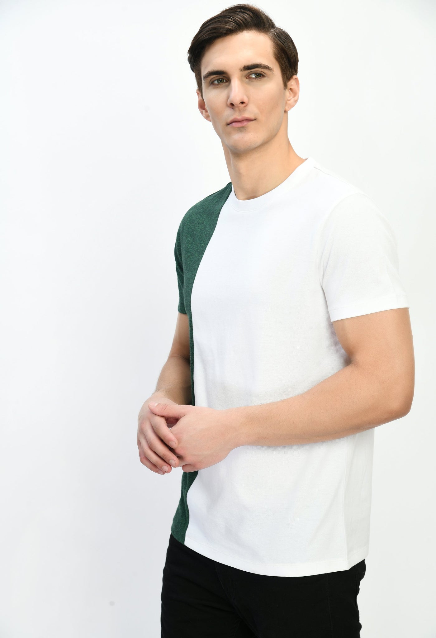 Color Blocked T-shirt (Green & White)