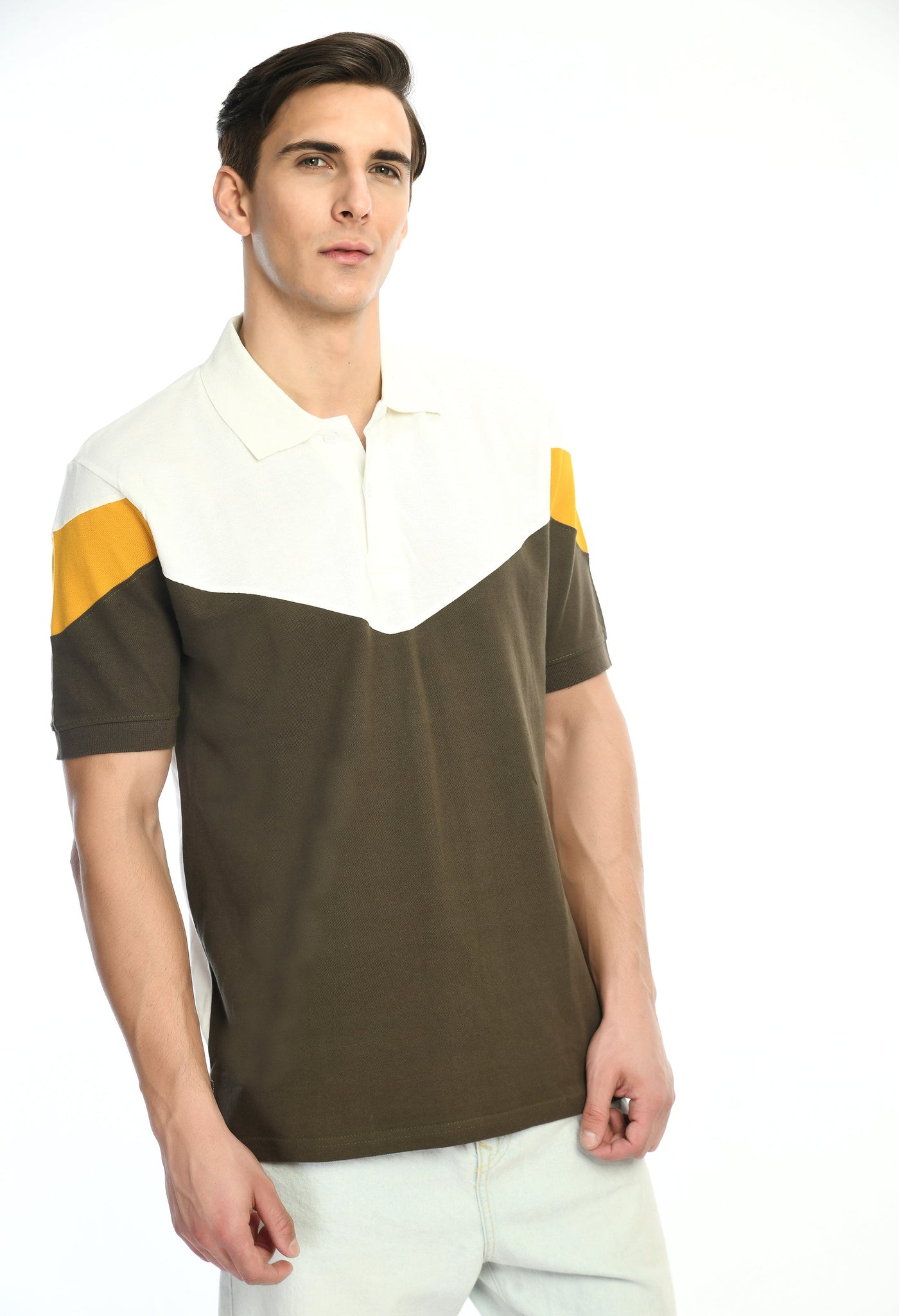 Men's Color Blocked Polo T-shirt