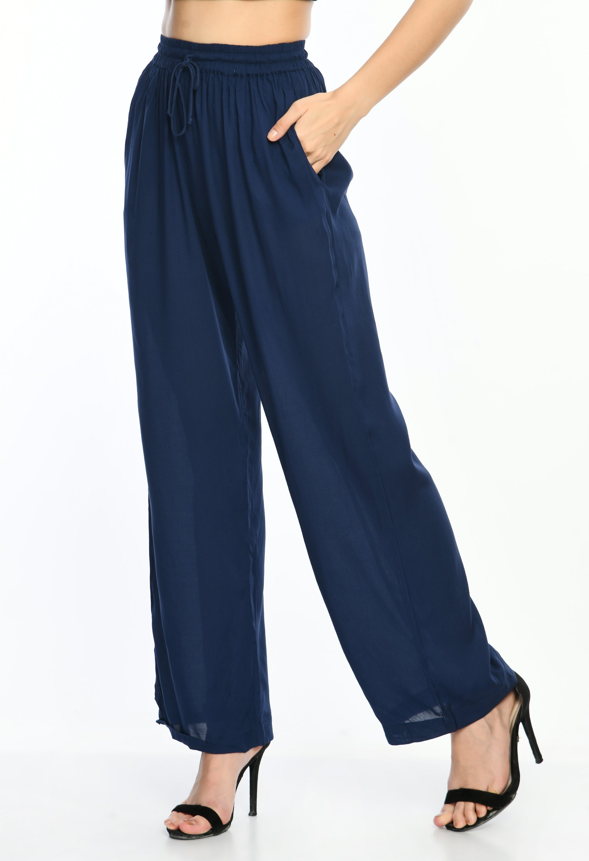 Navy Viscose Trousers
