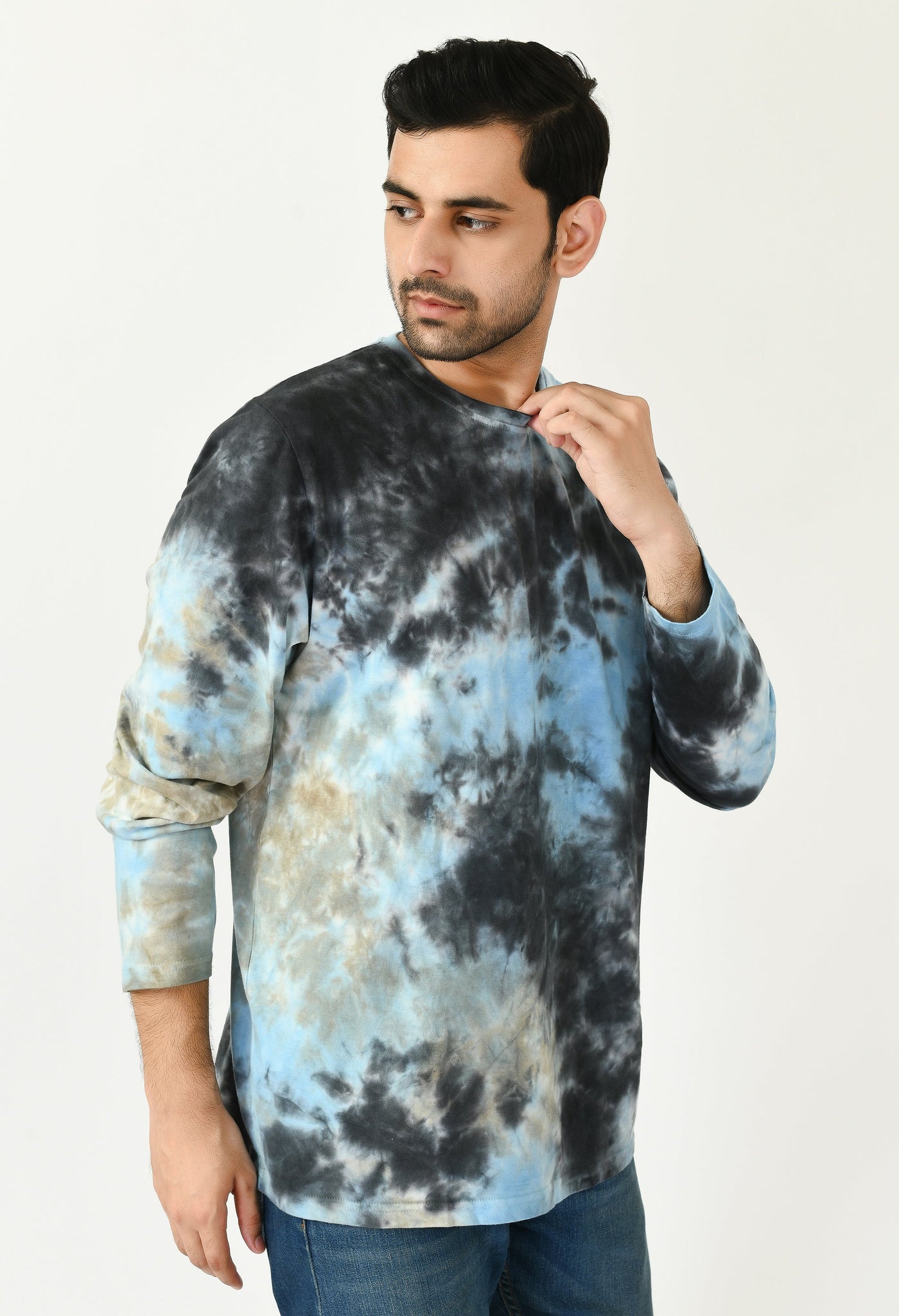 Blue & Black Unisex Tie-Dye T-shirt