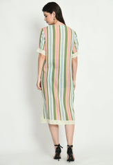 Multi-Color Striped Dress With Side Slits
