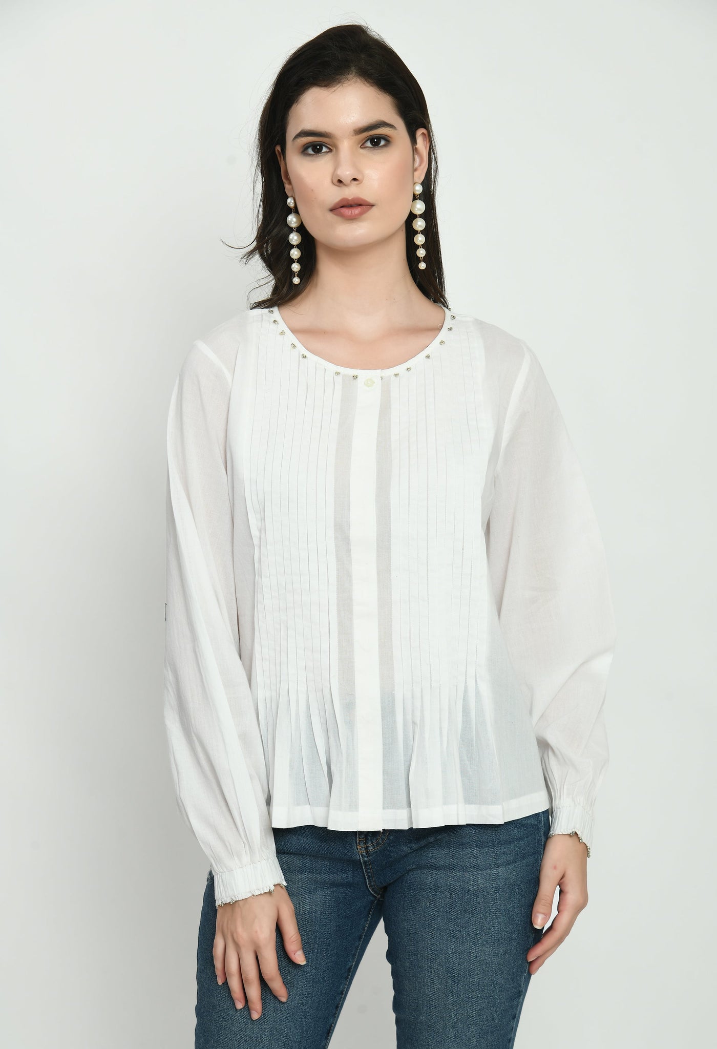 Pleated Top With Sequins