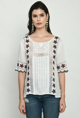 Cutwork Top With Sequins