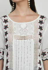 Cutwork Top With Sequins