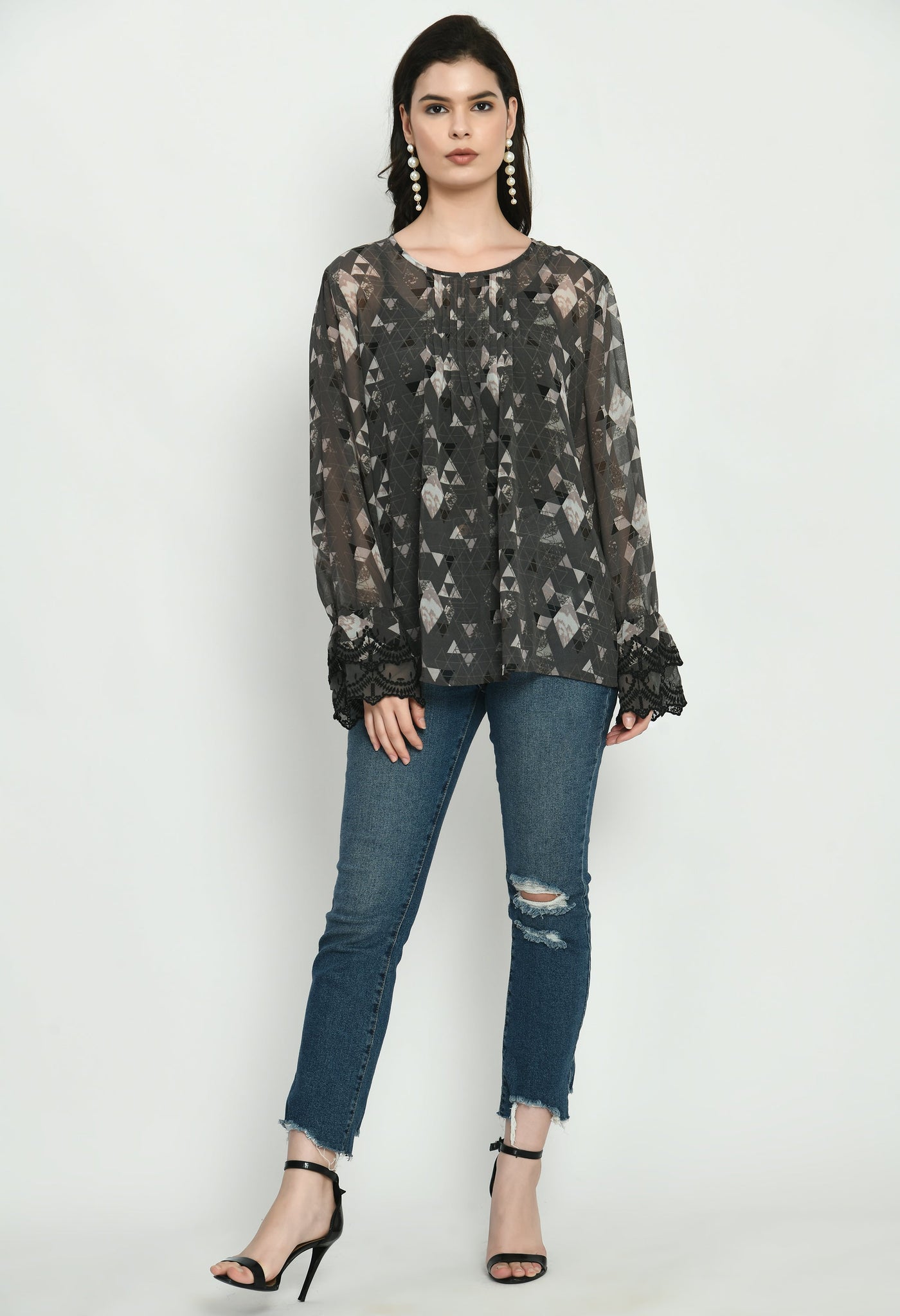 Triangle Printed Georgette Top