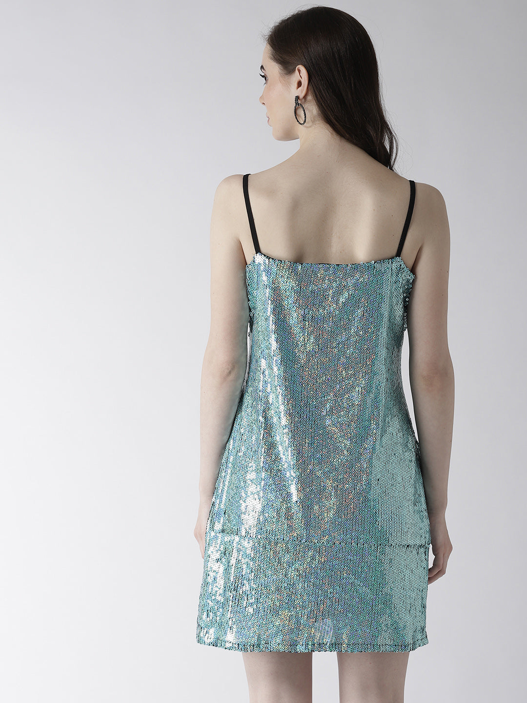 महिलाओं के लिए नीली सीक्विन वाली ए-लाइन ड्रेस