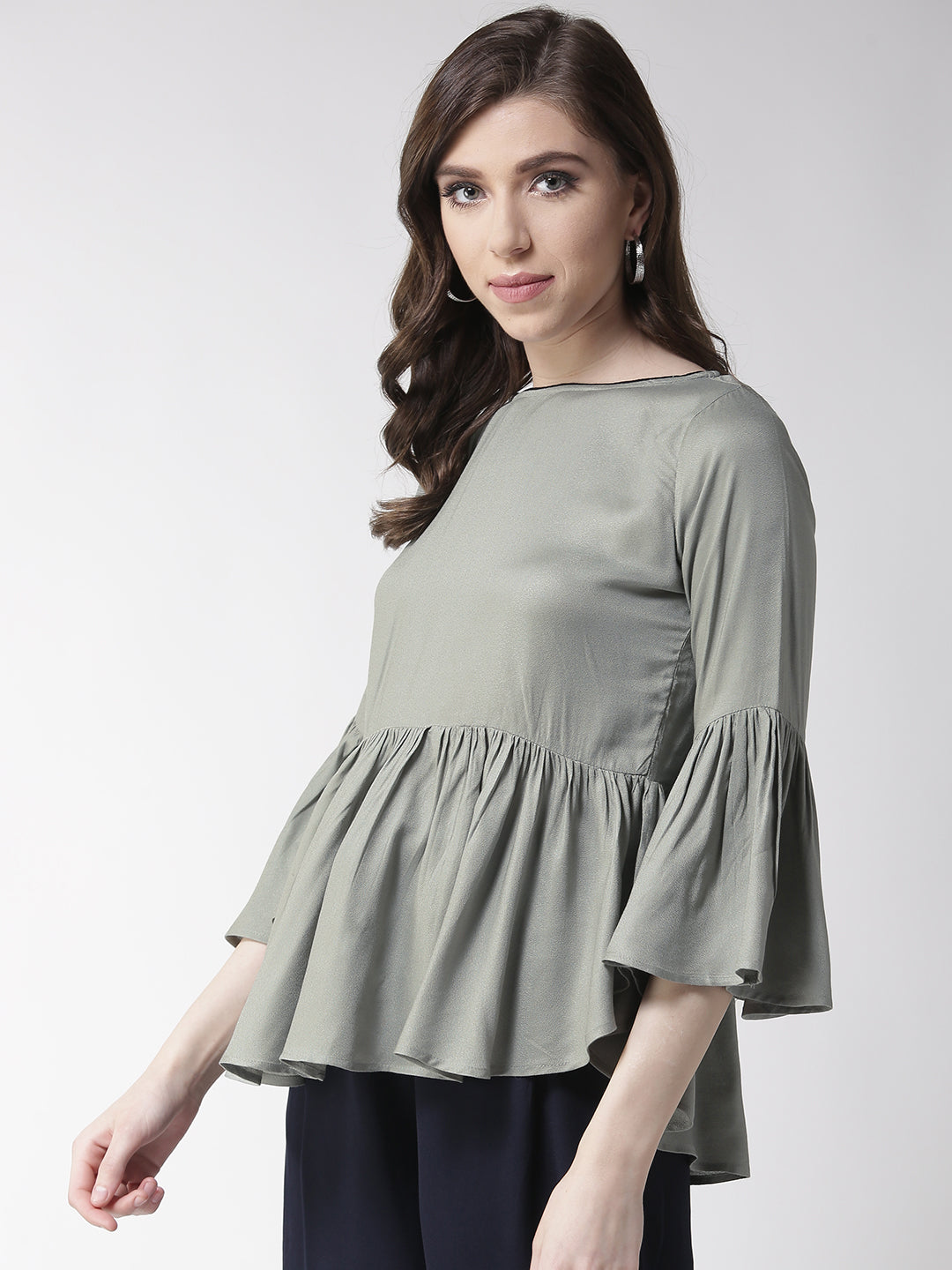 Rue Collection Women Green Solid A-Line Top