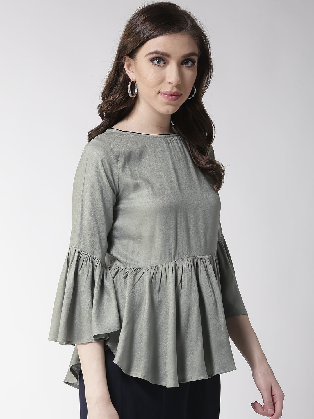 Rue Collection Women Green Solid A-Line Top