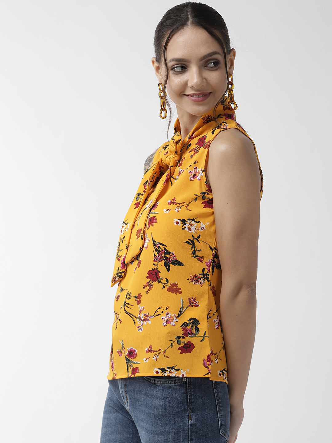 Women Yellow & Red Printed Top