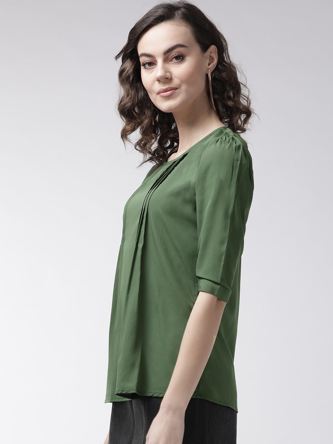 Women Olive Green Solid Top